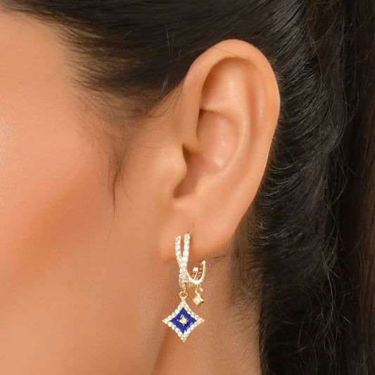 Roovi Zara 925 Sterling Silver Hoop Earrings with 22KT Gold Plated