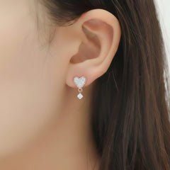 Sweet Heart 925 Silver Drop Earrings with 22kt Gold Plating