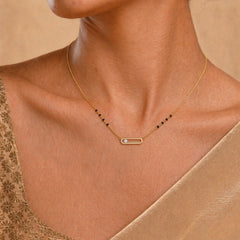Roovi Radiant Mini Lab Diamond Mangalsutra in 18kt Gold Vermeil