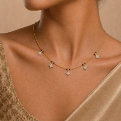 Clover Drop Lab Diamond Mangalsutra in 18kt Gold Vermeil