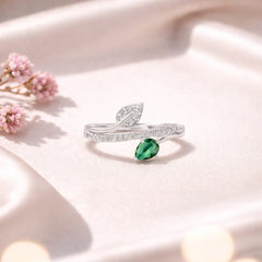 Roovi 925 Sterling Silver Leaf Ring for Women | Lightweight Minimal Everyday Wear Ring