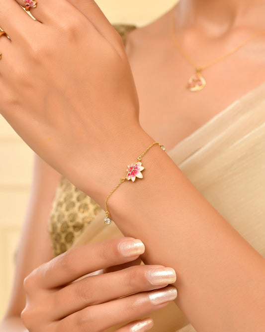 Shop Gold Plated Lotus Bloom Bracelet at Roovi