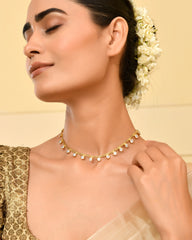Roovi Chaka Chak Round Zircon Gold plated Necklace in 925 silver