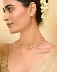 Roovi Chaka Chak Round Zircon Gold plated Necklace in 925 silver
