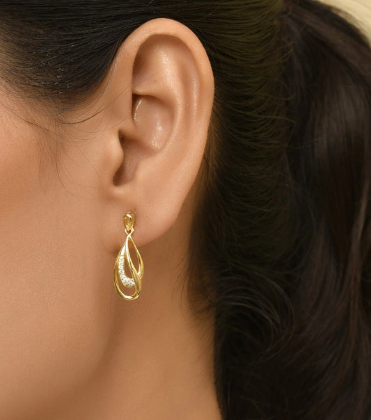 Roovi Spring Leaf Earrings in Pure 925 Silver with 22kt Gold Plating