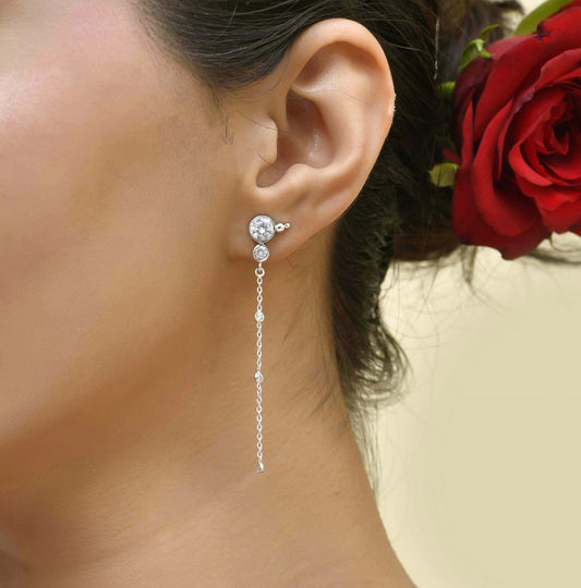 Madhubala Drop Earrings in 925 Silver - Small Size