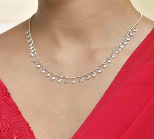 Chandani Partywear American Diamond Necklace in 925 Silver