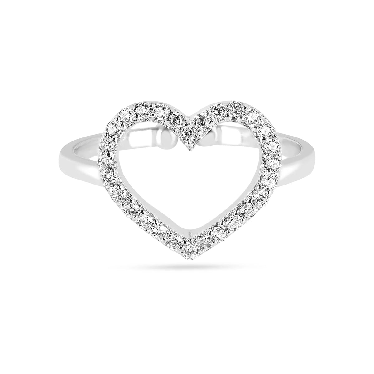 Roovi Sweet Heart Ring in 925 Silver with American Diamond