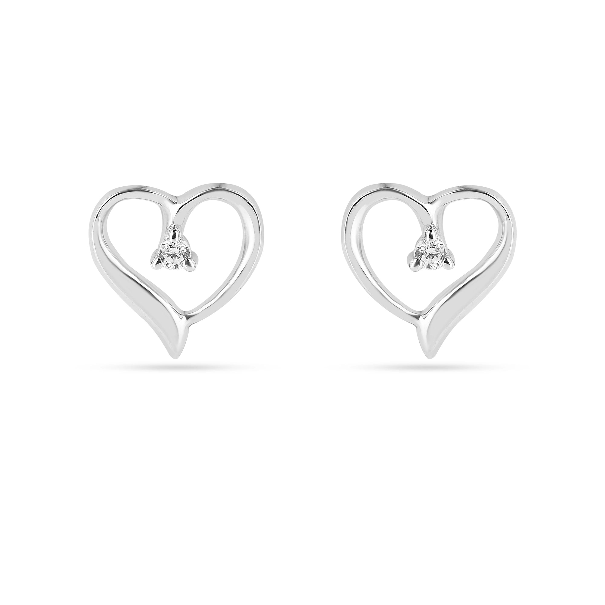 Buy Earrings Online - Heart Studs in 925 Silver