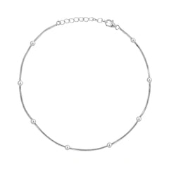 Roovi Italian  Ball Chain 925 Silver Anklet for Women I 2 Pc I