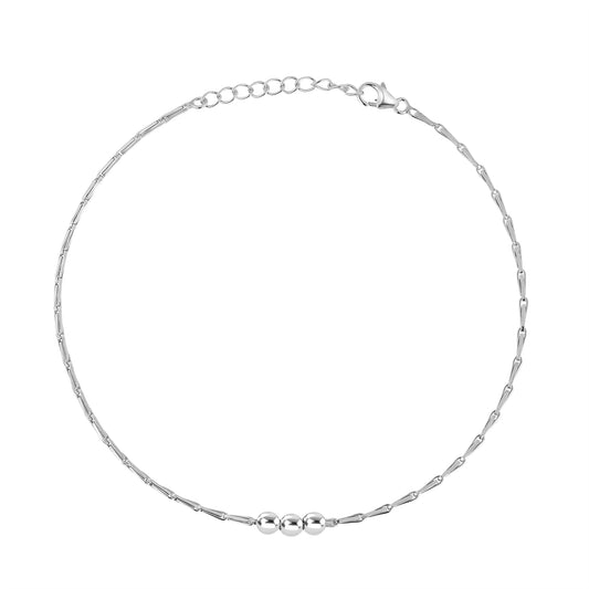 Roovi Bold Bead Italian Chain 925 Silver Anklet for Women I 2 Pc I