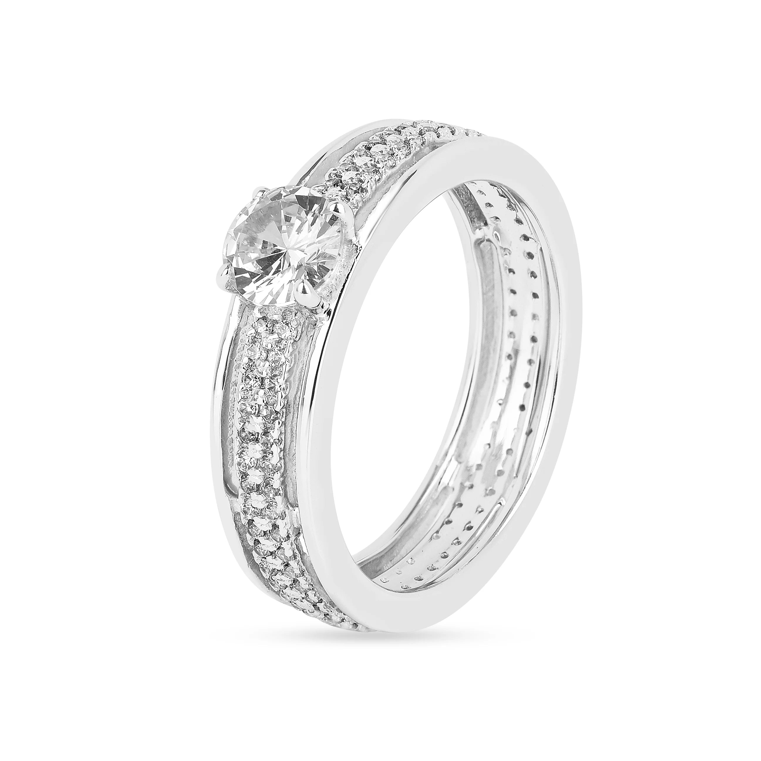 Online Purchase of 925 Silver Solitaire American Diamond Ring