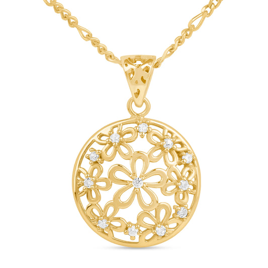 Roovi Sun Kissed Flower 925 Silver Necklace with 22kt Gold Plating