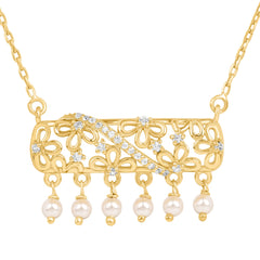Roovi Flora Pearl Necklace in 925 Silver with 22kt Gold Plating