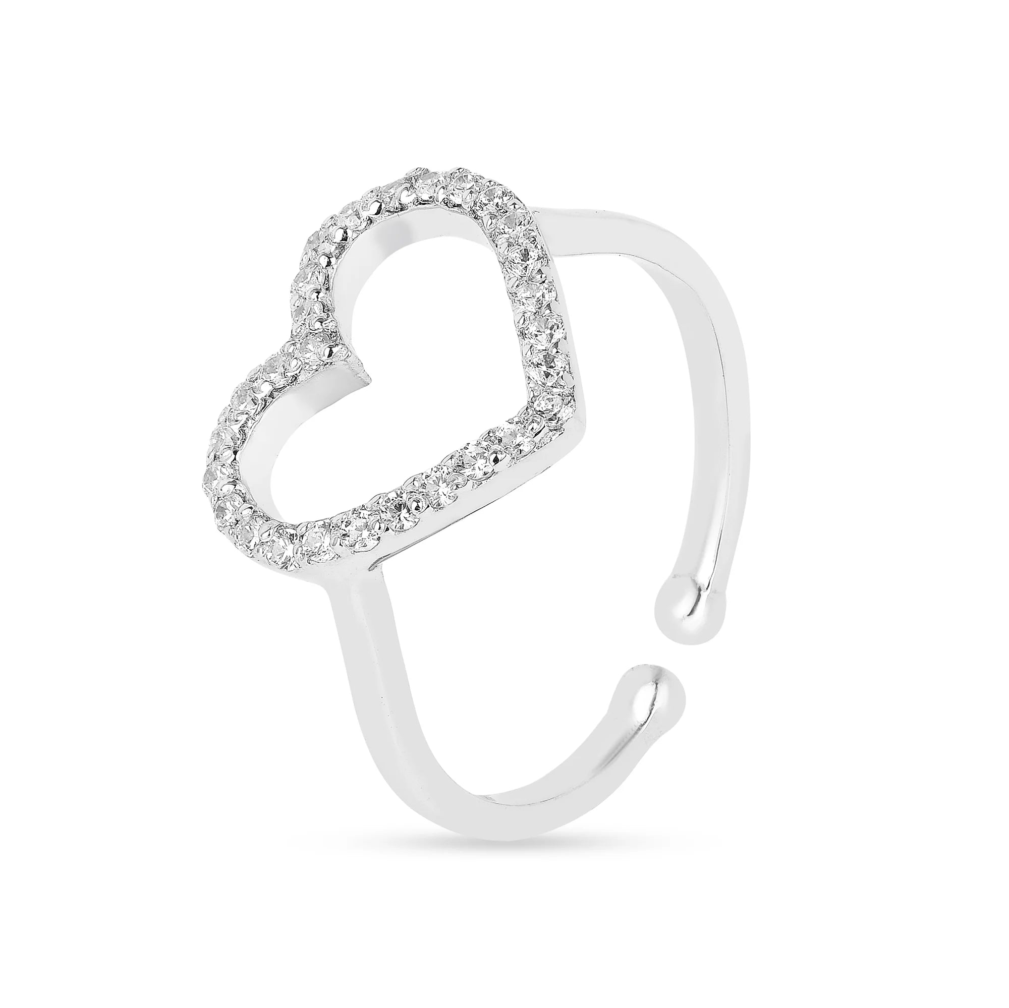 Order Sweet Heart Ring with American Diamonds in 925 Pure Silver