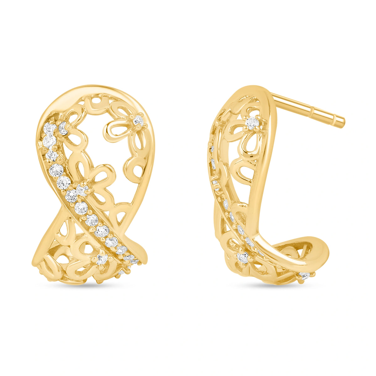 Roovi Classy Florets Huggie in 925 Silver with  22kt Gold Plating
