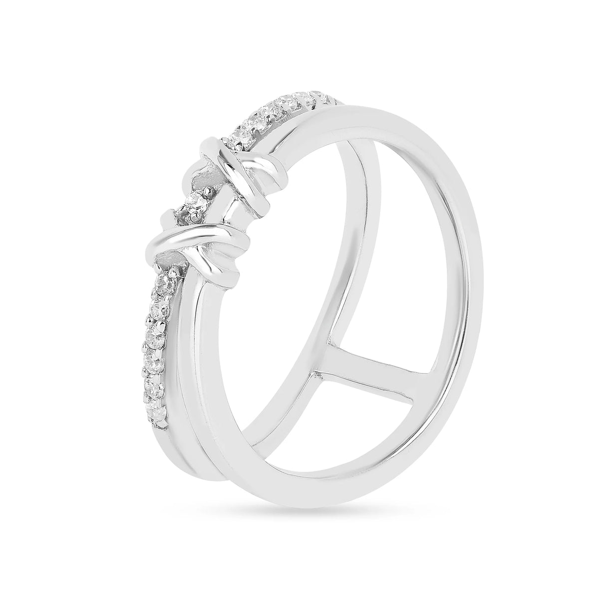 Roovi Twist Turn 925 Silver American Diamond Ring