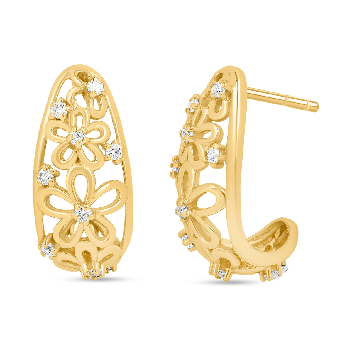 Roovi Floral Dreams 925 Silver Huggies Earrings
