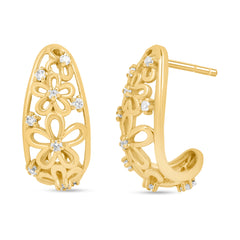 Roovi Floral Dreams 925 Silver Huggies Earrings