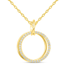 ROOVI Pure 925 Silver Round Pendant Necklace with American Diamond