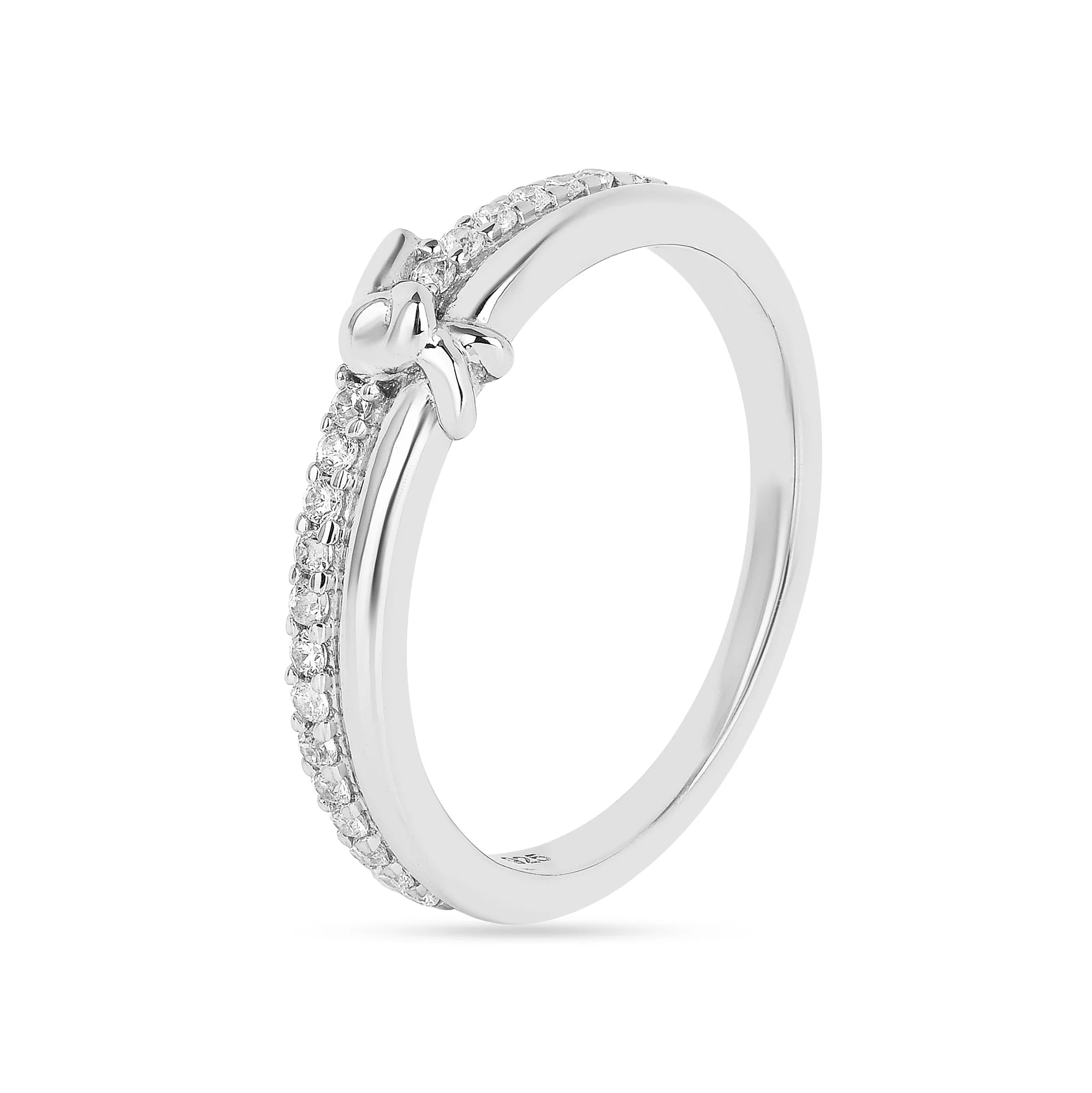 Roovi Twisted Love 925 Silver American Diamond Stackable Ring