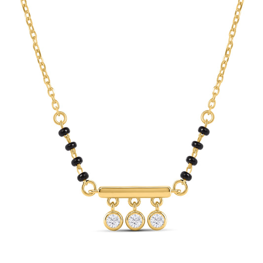 Roovi Nitya Fine 925 Silver Lab Grown Diamond Mangalsutra with Gold Vermeil