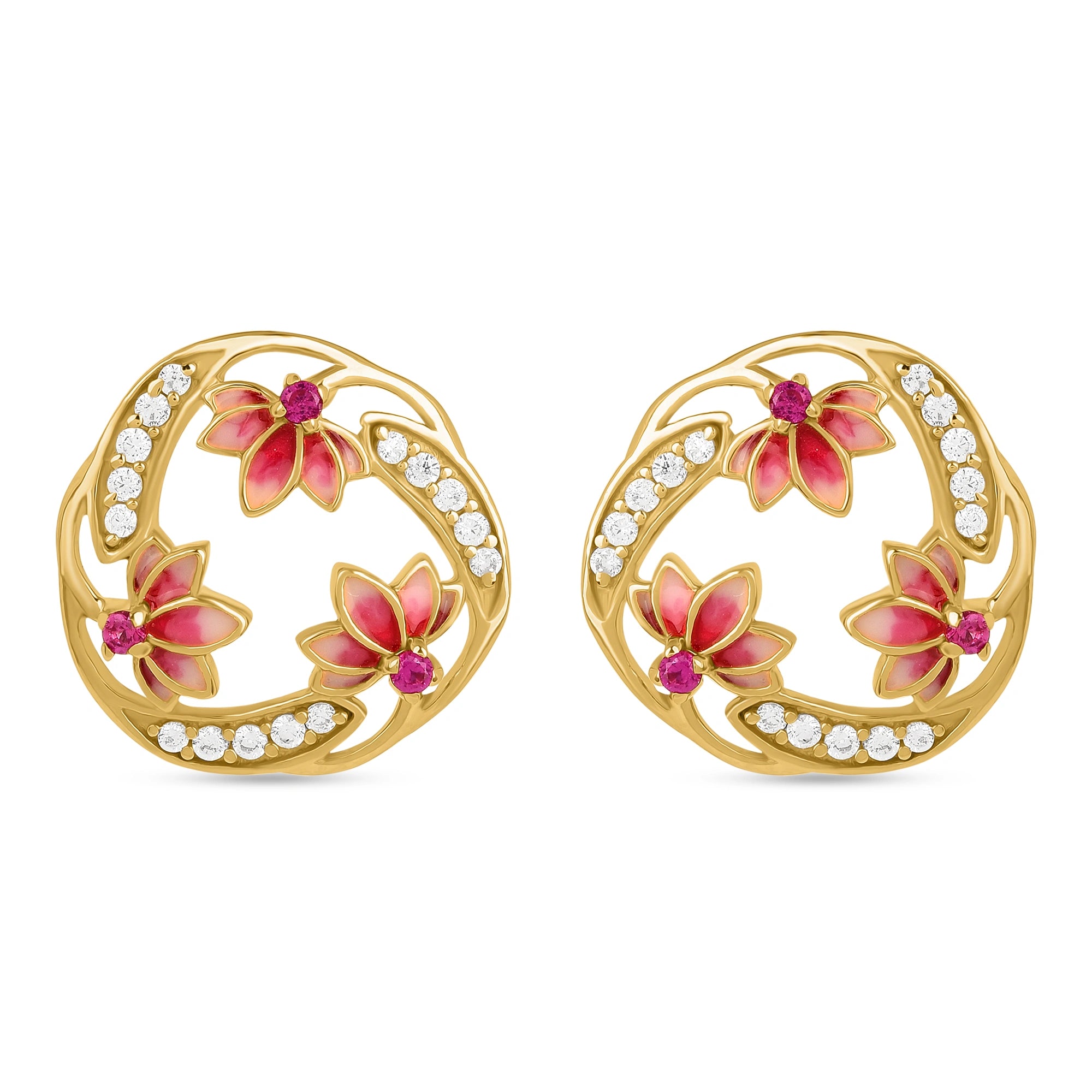 Lotus Bloom 925 Silver Stud Earrings in 22Kt Gold Plated