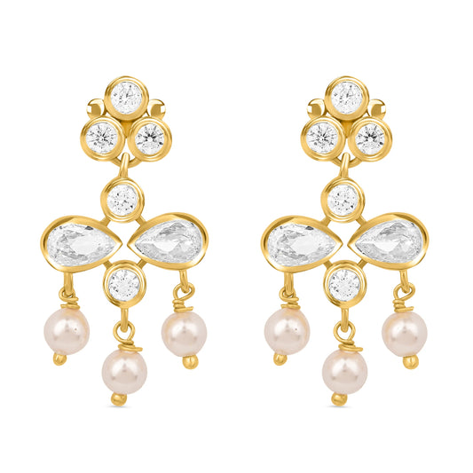 Noor Partywear Dangler 925 Silver Earrings with 22kt Gold Plated