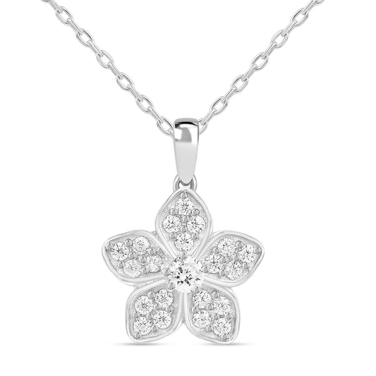 Roovi Flower Pendant Necklace in 925 Silver