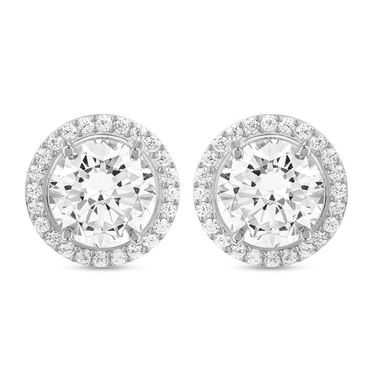 Roovi Shine Big 925 Silver Diamond Stud Earrings for Women