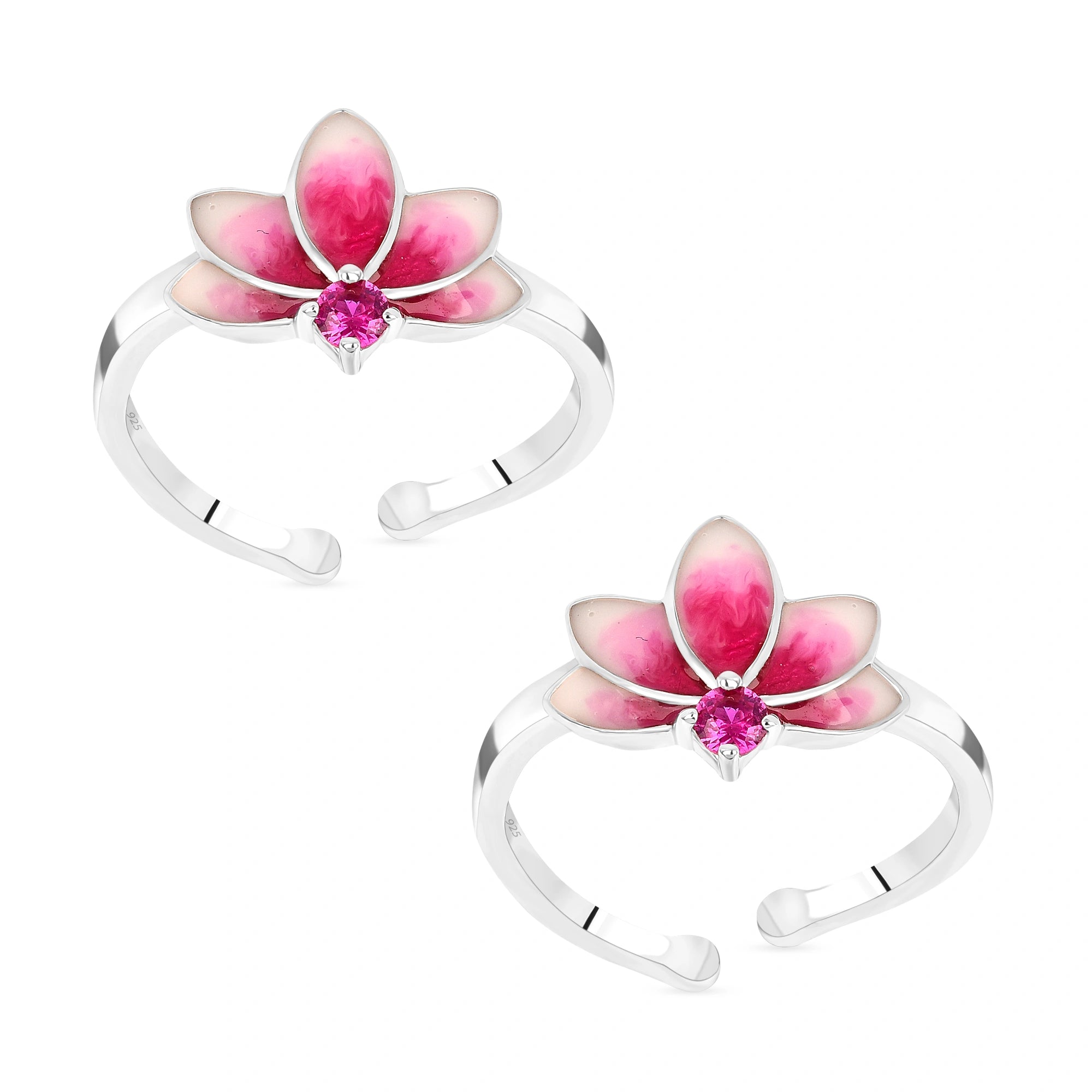 Buy Laxmi's Grace Lotus Toe Rings in 925 Silver