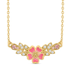 Gulabi Blush 925 Silver Flora Necklace with Pink Enamel