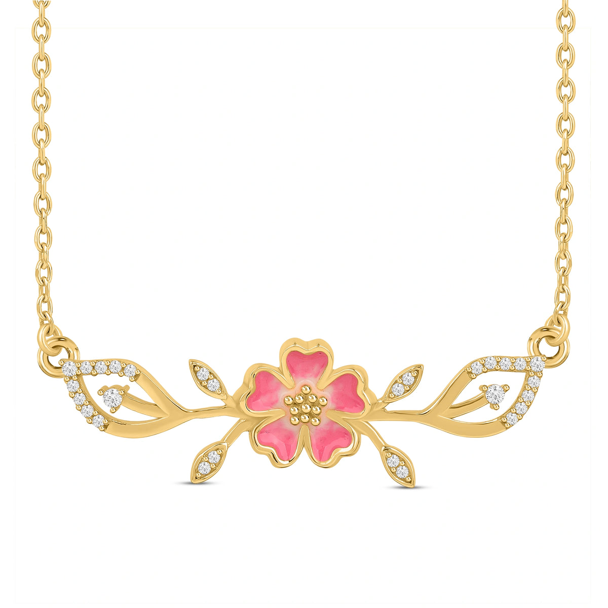 Sweet Blossom 925 Silver Flora Necklace with 22kt Gold Plating