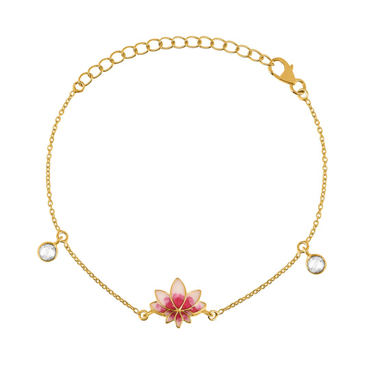 Buy Lotus Bloom 925 Silver 22kt Gold Plated Bracelet Online