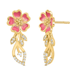 Sweet Blossom 925 Silver Earring with Pink Enamel