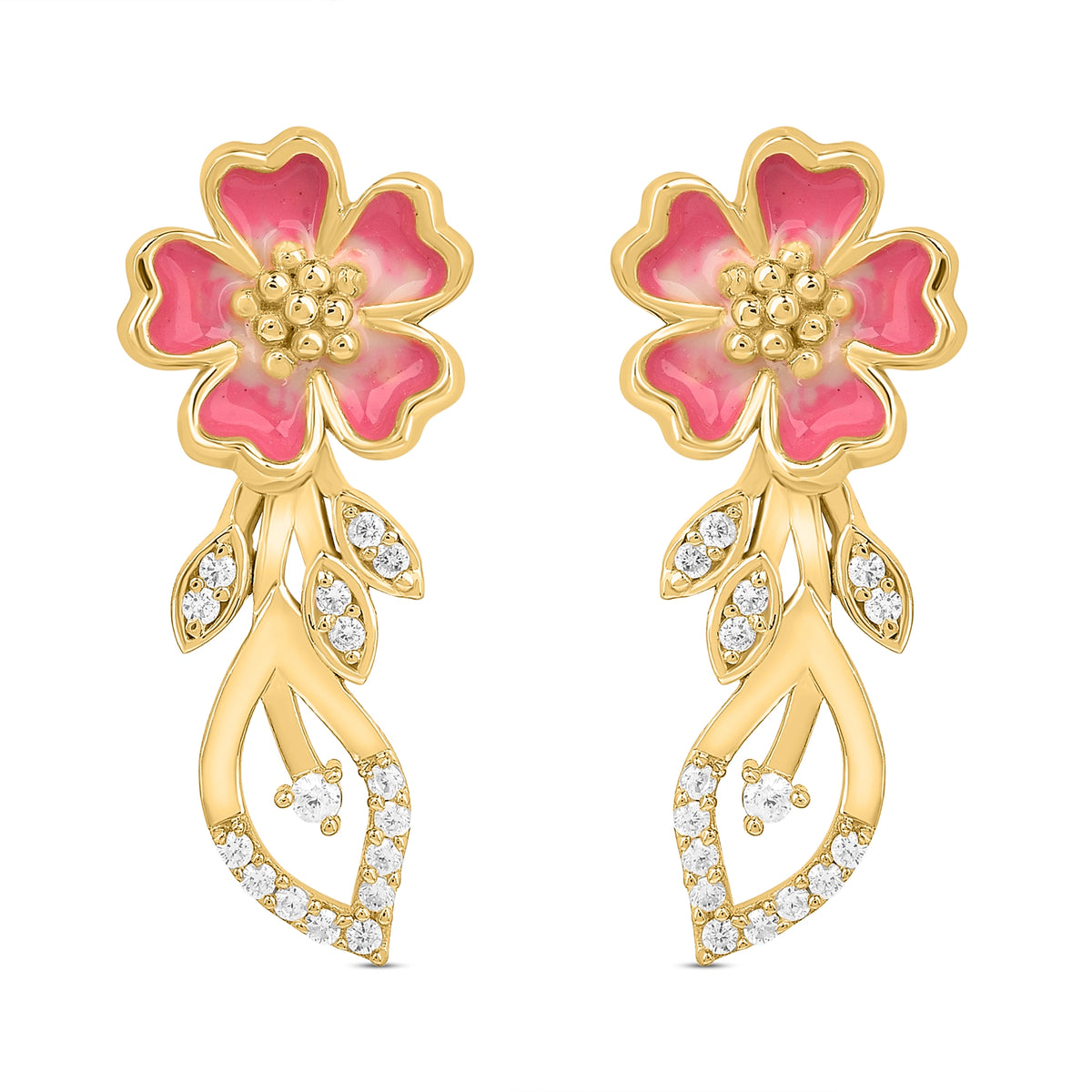 Sweet Blossom 925 Silver Earring with Pink Enamel