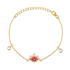 Buy Lotus Bloom 925 Silver 22kt Gold Plated Bracelet Online