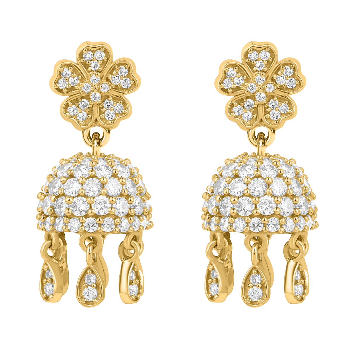 Desi Diva 925 Silver American Diamond Jhumkis for Party