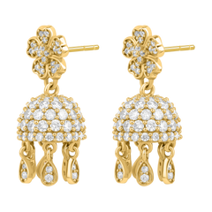 Desi Diva 925 Silver American Diamond Jhumkis for Party