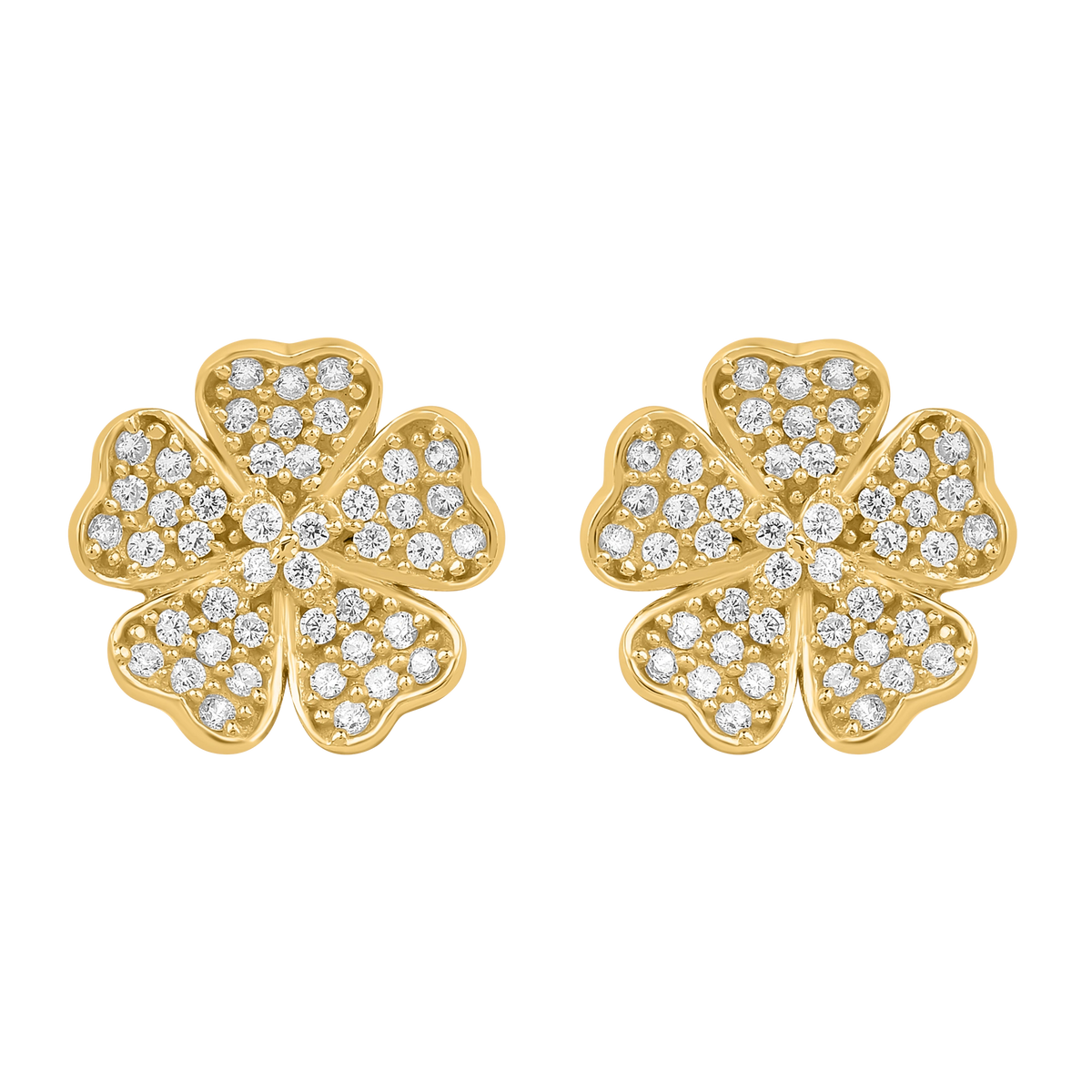 Parijat Flower 925 Silver American Diamond Studs