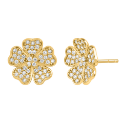 Parijat Flower 925 Silver American Diamond Studs