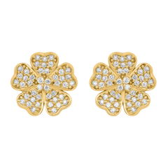 Parijat Flower 925 Silver American Diamond Studs