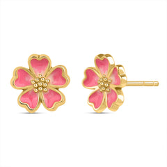 Pink Mist 925 Silver Stud Earring with Enamel