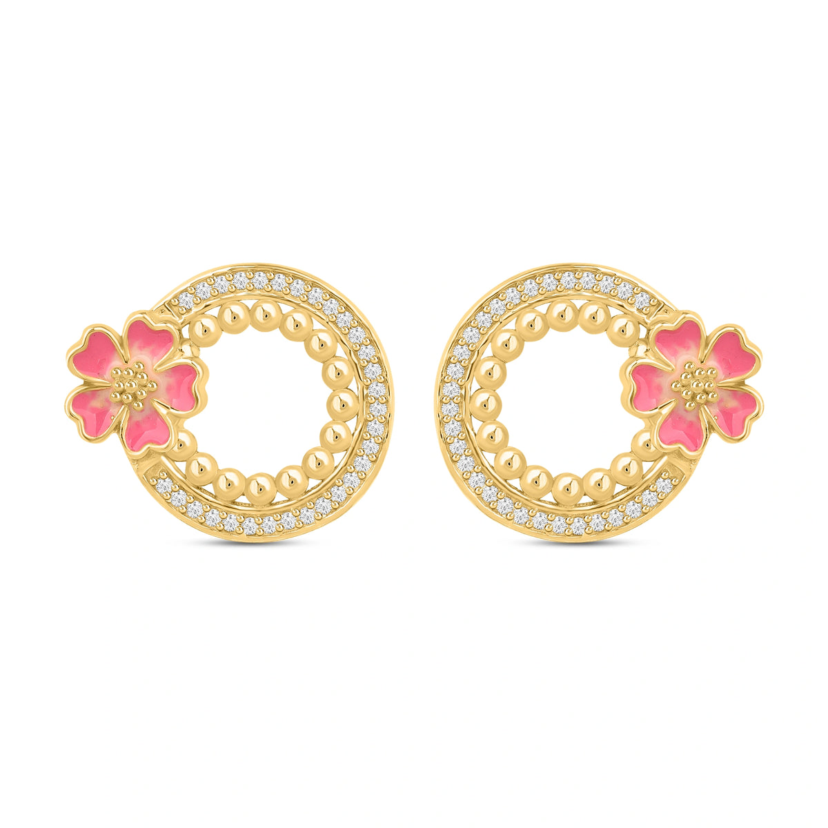 Rosy Dream 925 Silver Earring with Pink Enamel