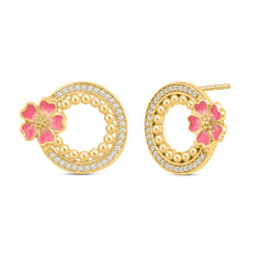 Rosy Dream 925 Silver Earring with Pink Enamel
