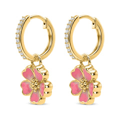 Roovi Mia Belle Flower 925 Silver Hoops I 2 in 1 I Deatchable Flower Charm