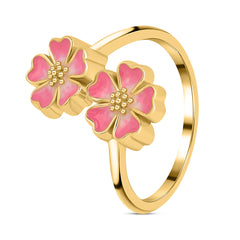 Pink Mist Flora 925 Silver Ring with 22kt Gold Plating