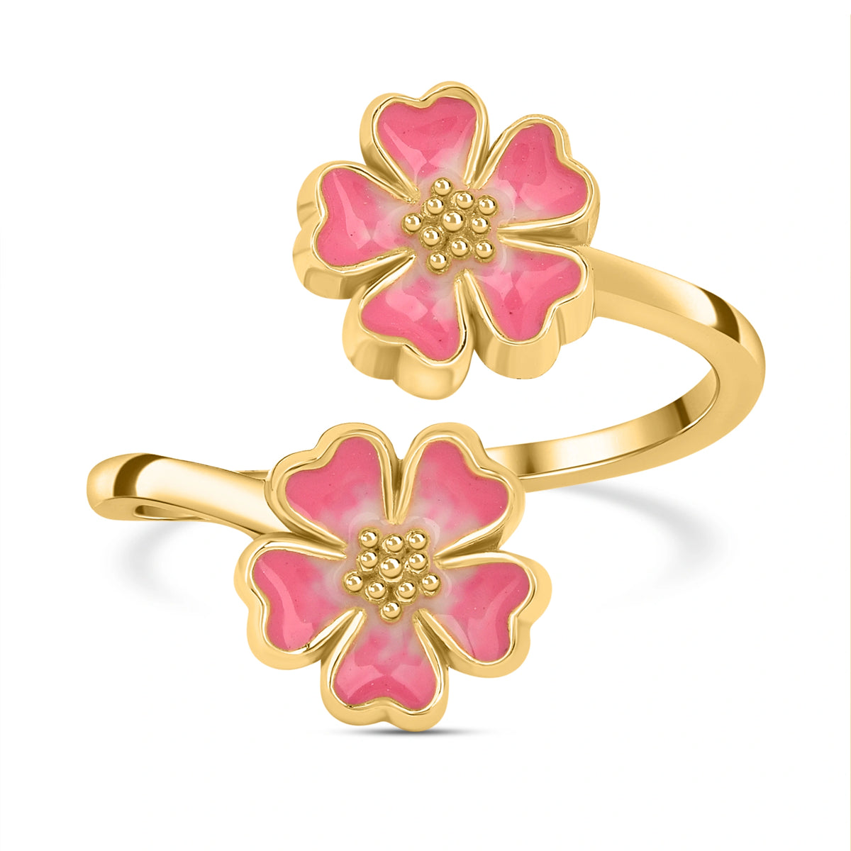 Pink Mist Flora 925 Silver Ring with 22kt Gold Plating