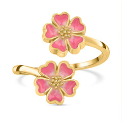Pink Mist Flora 925 Silver Ring with 22kt Gold Plating