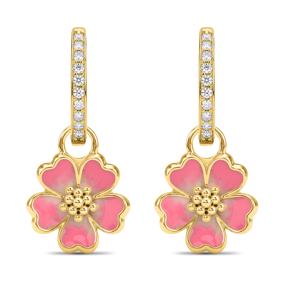 Roovi Mia Belle Flower 925 Silver Hoops I 2 in 1 I Deatchable Flower Charm